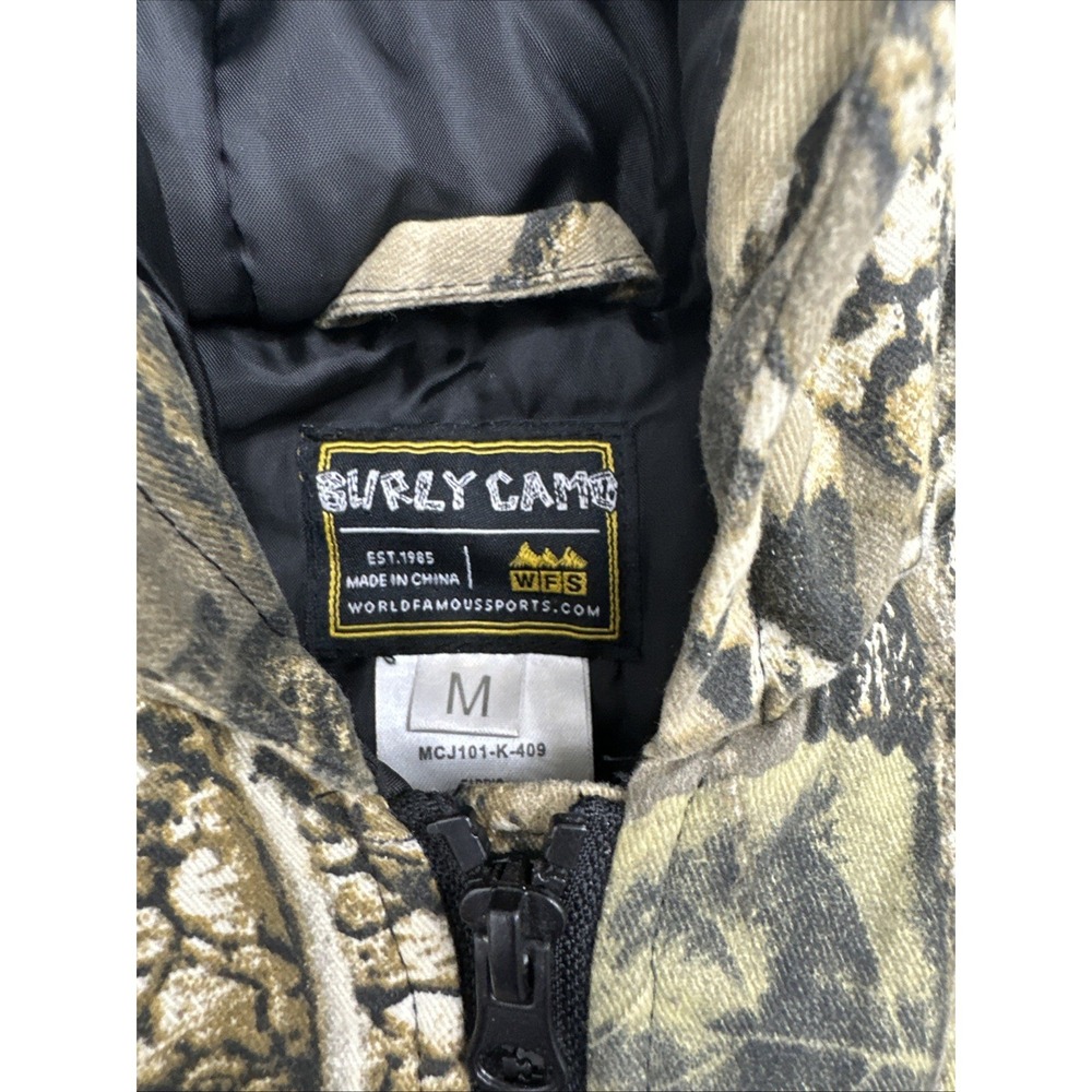 WFS Burly Camo Hooded Hunting Coat Jacket Kids Size M Quilted Lined Full-Zip - Picture 4 of 10